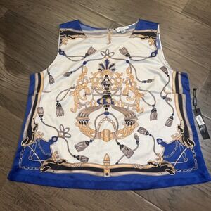 Tahari‎ Arthur S. Levine Petite Tank Top Scarf Print Sleeveless PXL